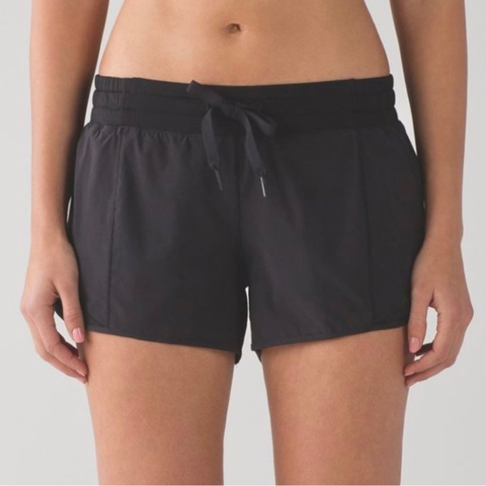LULULEMON • Hotty Hot black running athletic shorts • Drawstring • Size 8